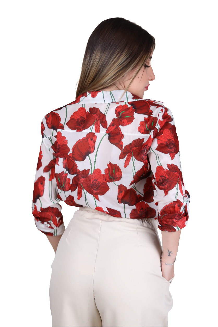 Camicia tulipani rossi