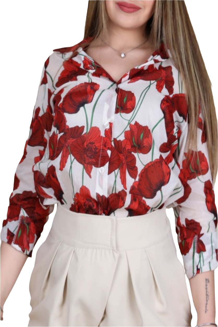 Camicia tulipani rossi