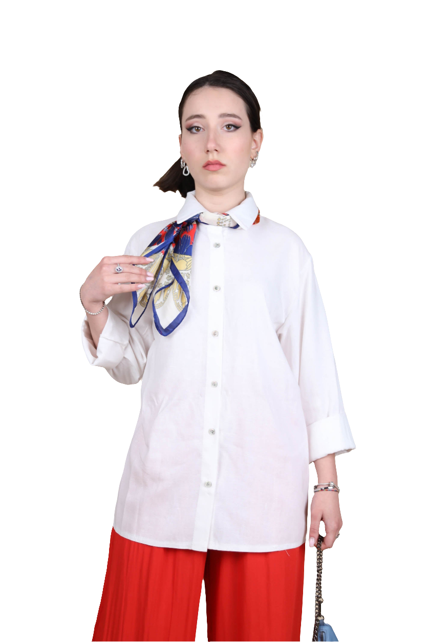 Camicia lino con foulard